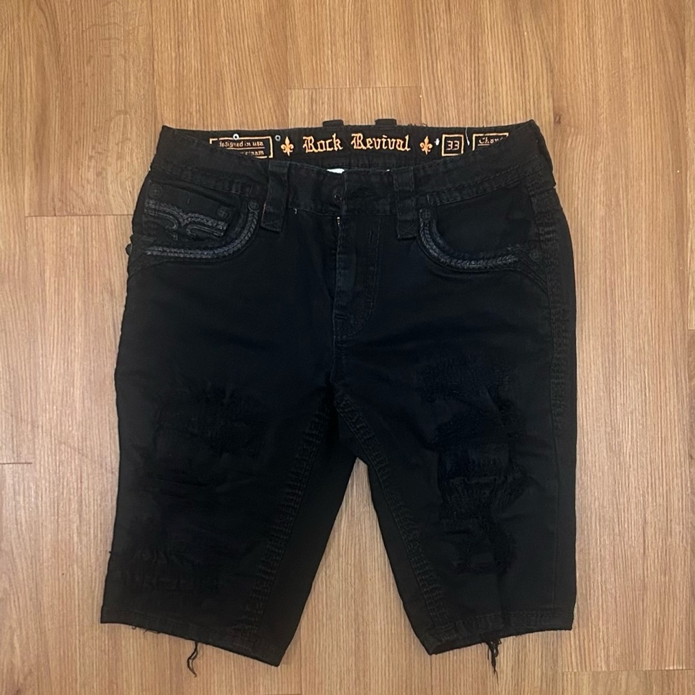 Rock Revival Distressed Black Jean Shorts